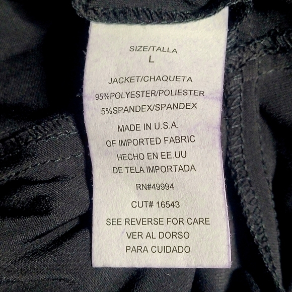 R&M Richards Silky Black Ruffled Jacket (L) Made in U.S.A. - Picture 5 of 8